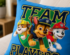 Nahaufnahme vom Paw Patrol Kissen Kuschelkissen Dekokissen 40 x 40 cm