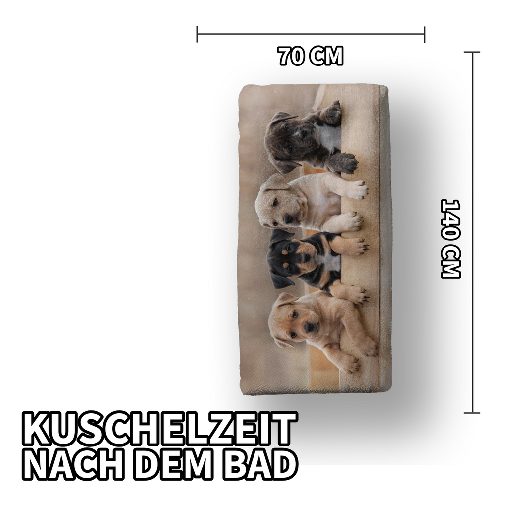Duschtuch Badetuch Handtuch Strandtuch Hundewelpen 70 x 140cm