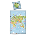 Save our Planet World Map Reversible Bedding Set 80 x 80 cm + 135 x 200 cm 100% Cotton 