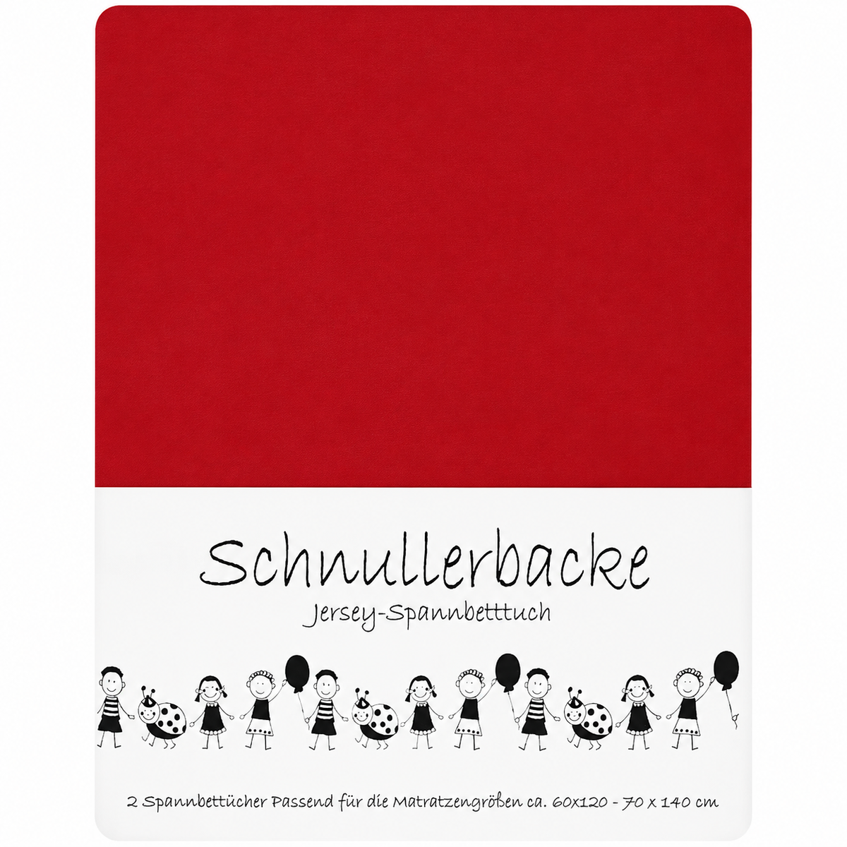 Verpackung von 2er Set Baby Jersey Spannbetttuch 60x120 cm - 70x140 cm Rot Baumwolle