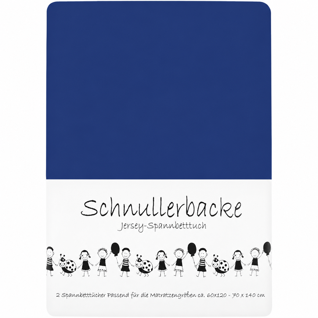 Verpackung von 2er Set Baby Jersey Spannbetttuch 60x120 cm - 70x140 cm Blau Baumwolle