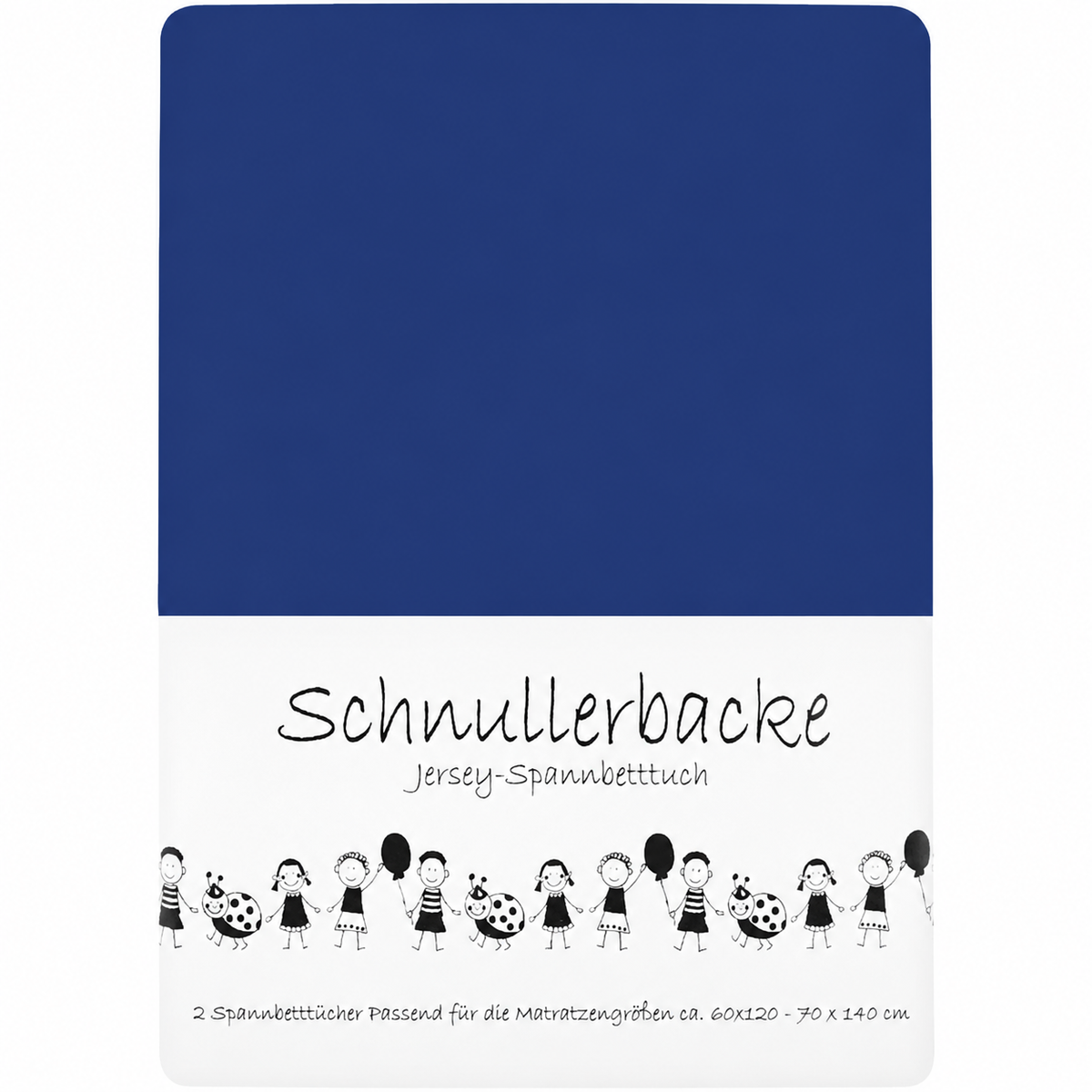 Verpackung von 2er Set Baby Jersey Spannbetttuch 60x120 cm - 70x140 cm Blau Baumwolle