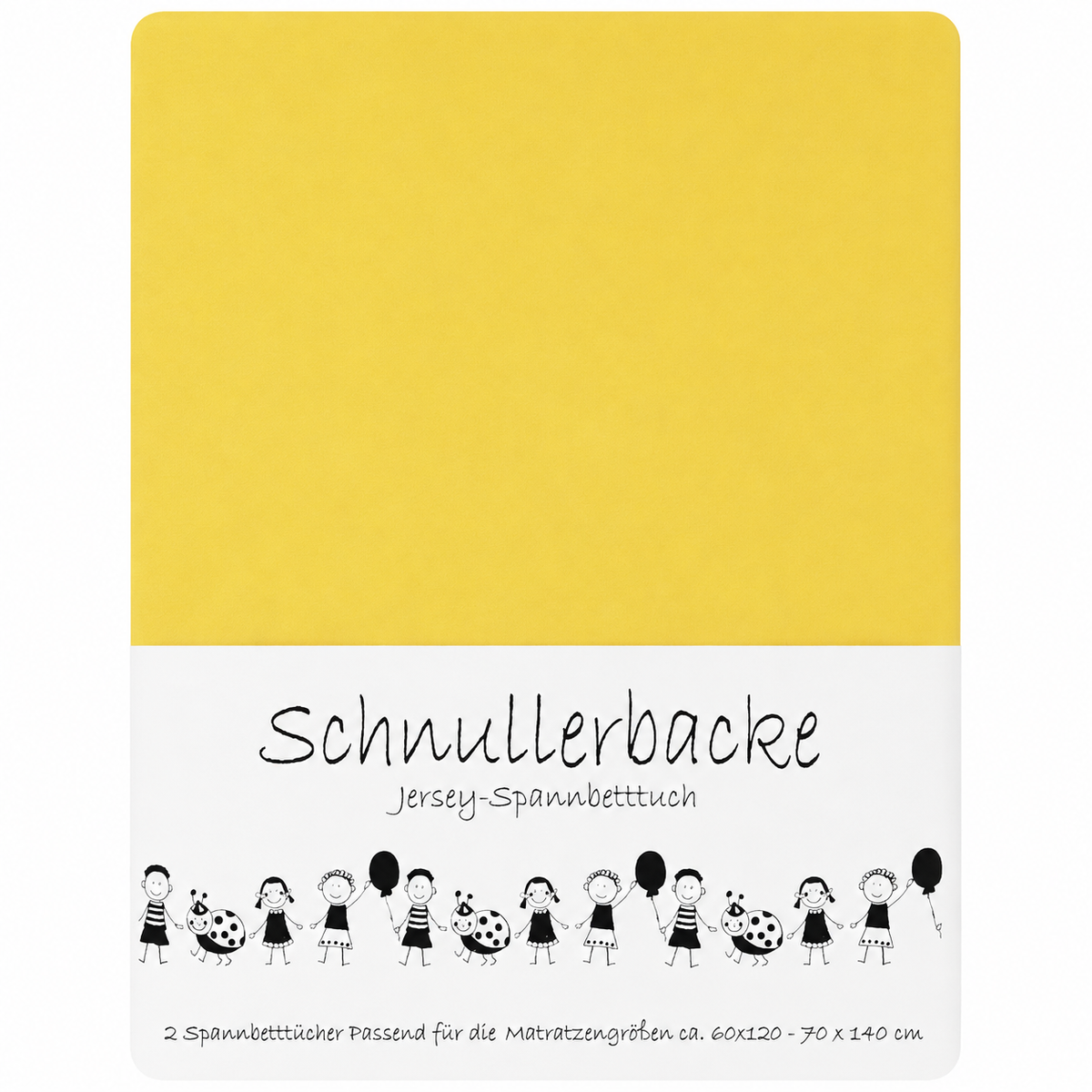 Verpackung von 2er Set Baby Jersey Spannbetttuch 60x120 cm - 70x140 cm Gelb Baumwolle