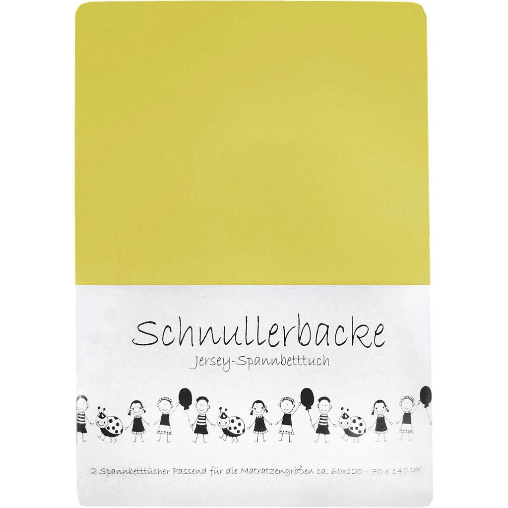 2er Set Baby Jersey Spannbetttuch Schnullerbacke    gelb