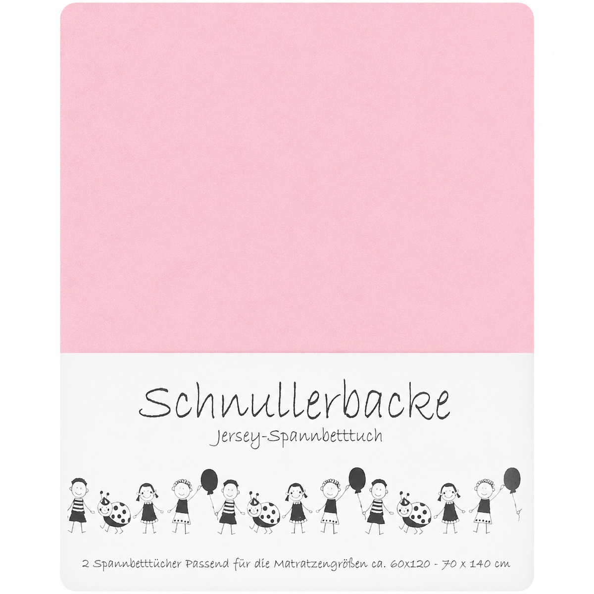 Verpackung von 2er Set Baby Jersey Spannbetttuch 60x120 cm - 70x140 cm Rosa Baumwolle