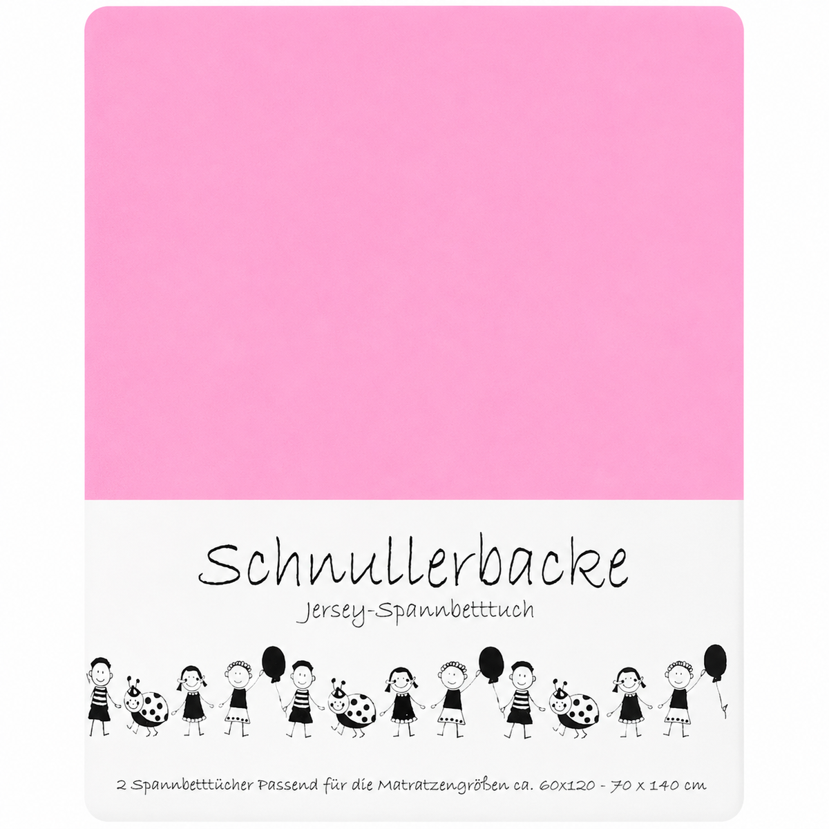 Verpackung von 2er Set Baby Jersey Spannbetttuch 60x120 cm - 70x140 cm Blütenrosa Baumwolle