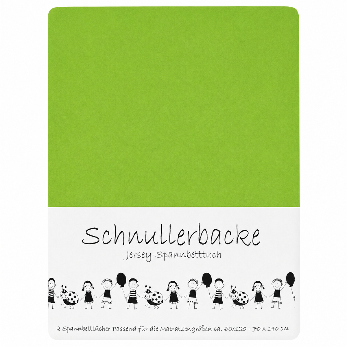 Verpackung von 2er Set Baby Jersey Spannbetttuch 60x120 cm - 70x140 cm Grün Baumwolle