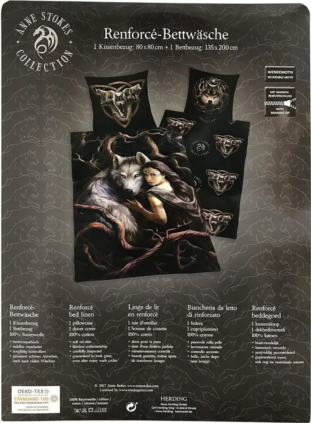 Herding Bettwäsche Set 2 tlg. Anne Stokes 135 x 200
