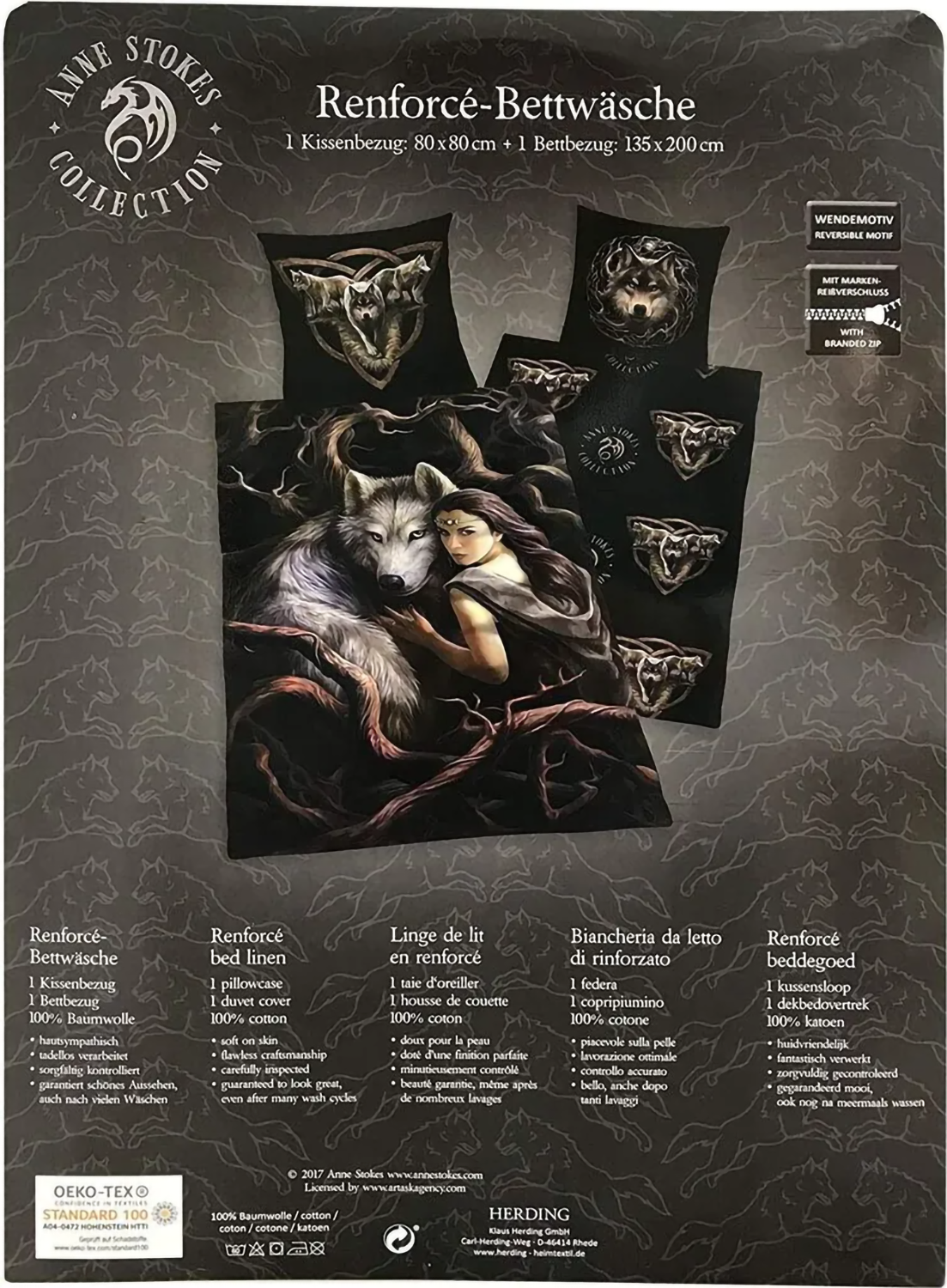 Herding Bettwäsche Set 2 tlg. Anne Stokes 135 x 200