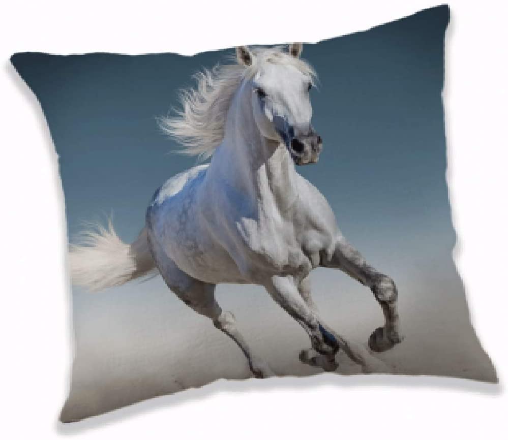 Cushion, cuddly cushion, decorative cushion with horse design, 40 x 40 cm