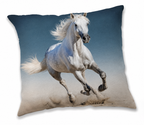 Freigestellte Produktansicht vom Kissen Kuschelkissen Dekokissen weißes Pferd 40x40 cm
