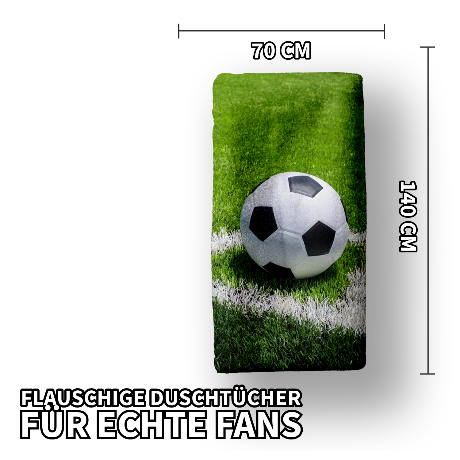 Maße von Fußball Duschtuch Badetuch Handtuch Strandtuch 70 x 140 cm Baumwolle