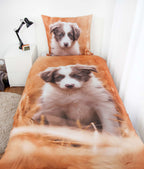 Bettwäsche Set mit Hund Welpe135 x 200 cm 80 x 80 cm 100% Baumwolle