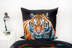 Wende Bettwäsche Set mit Tiger 135 x 200 cm 80 x 80 cm 100% Baumwolle