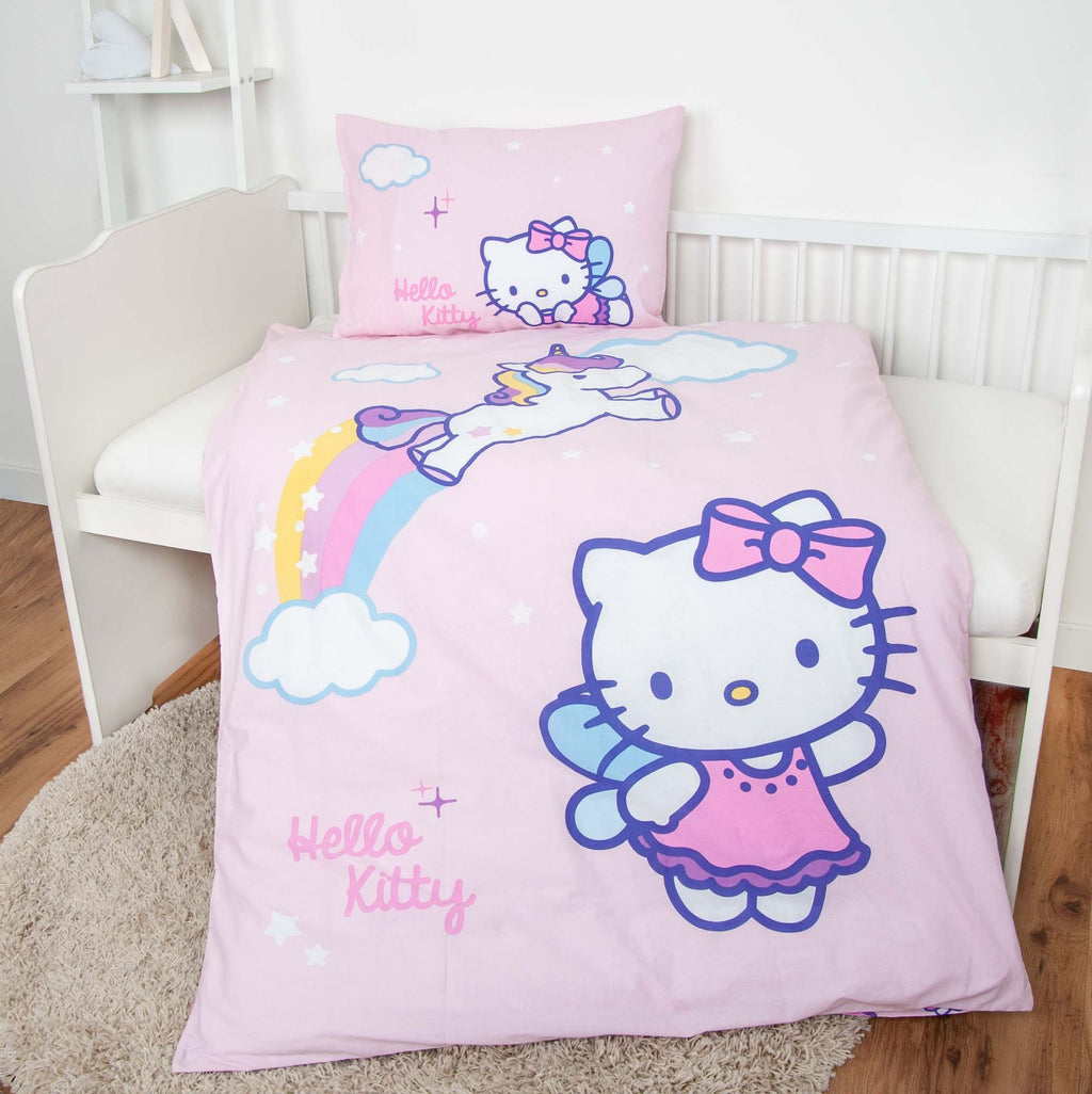 Hello Kitty Baby Bettwäsche mit Einhorn 40 x 60 und 100 x 135 cm