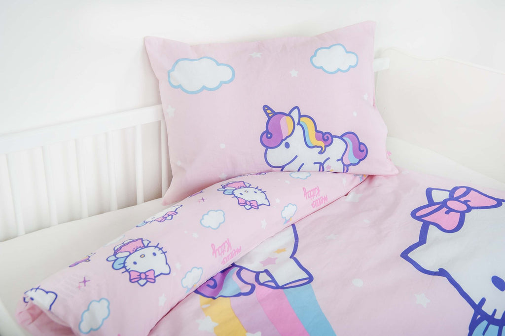 Hello Kitty Baby Bettwäsche mit Einhorn 40 x 60 und 100 x 135 cm