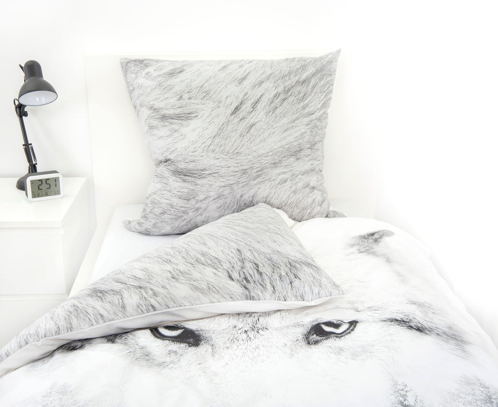 Bettwäsche Set mit Wolf 135 x 200 cm 80 x 80 cm 100% Baumwolle