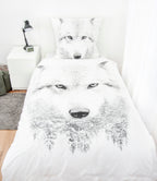 Bettwäsche Set mit Wolf 135 x 200 cm 80 x 80 cm 100% Baumwolle