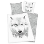 Bettwäsche Set mit Wolf 135 x 200 cm 80 x 80 cm 100% Baumwolle