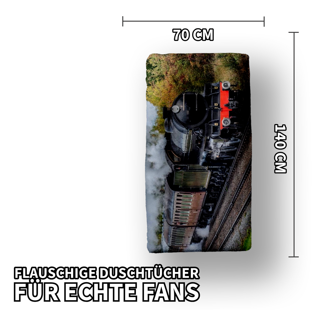 Lokomotive Duschtuch Badetuch Handtuch Strandtuch Eisenbahn 70 x 140cm