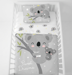 Studio-Aufnahme von Baby Bettwäsche mit Koala 100x135 cm 40x60 cm 100% Baumwolle in einem Babybett