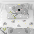 Nahaufnahme vom Kopfkissen von Baby Bettwäsche mit Koala 100x135 cm 40x60 cm 100% Baumwolle