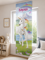 Schräge Ambiente Aufnahme vom Schleich Bayala Schiebevorhang Flächenvorhang 60 x 175 cm