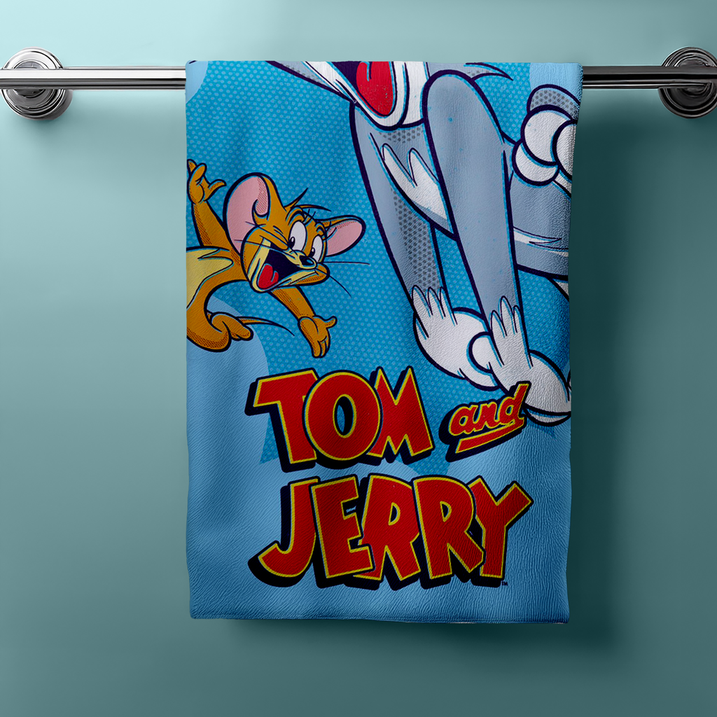 Tom und Jerry Velourstuch Duschtuch Badetuch Strandtuch 75 x 150cm