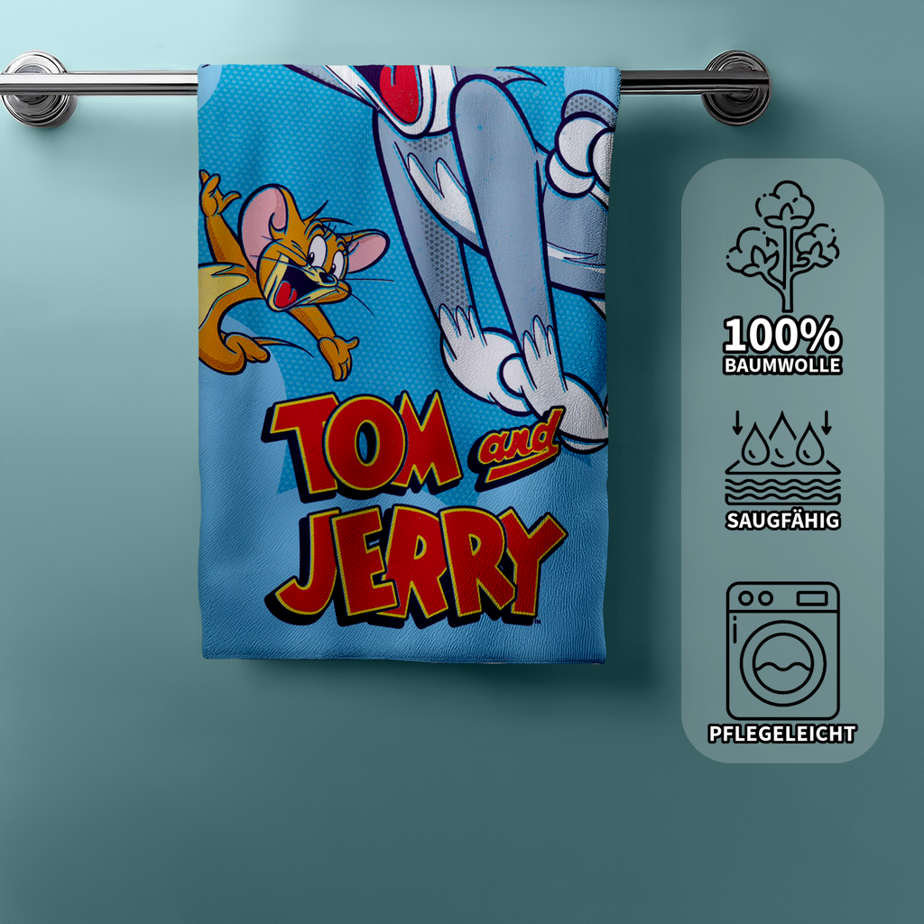 Tom und Jerry Velourstuch Duschtuch Badetuch Strandtuch 75 x 150cm