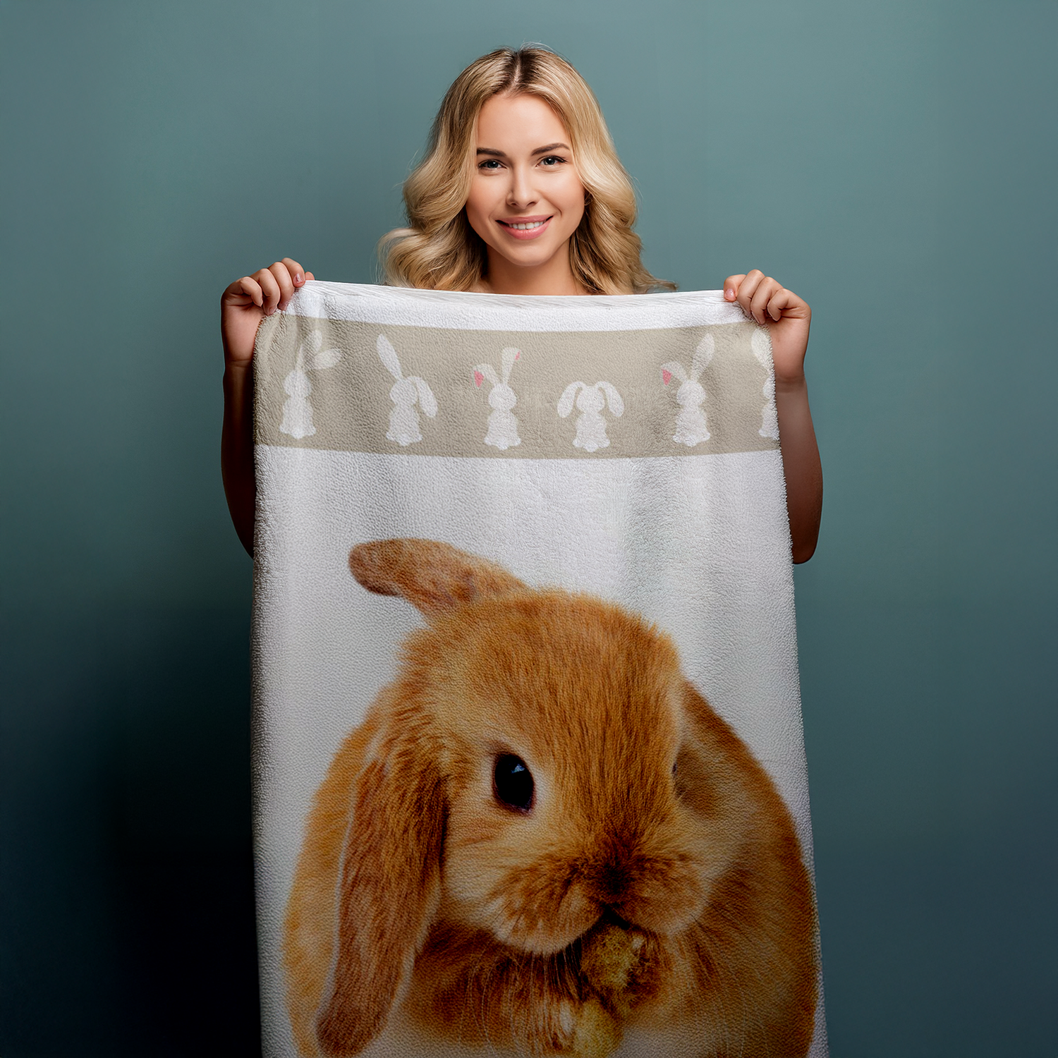 Duschtuch Badetuch Strandtuch mit Hase Kaninchen 70 x 140cm