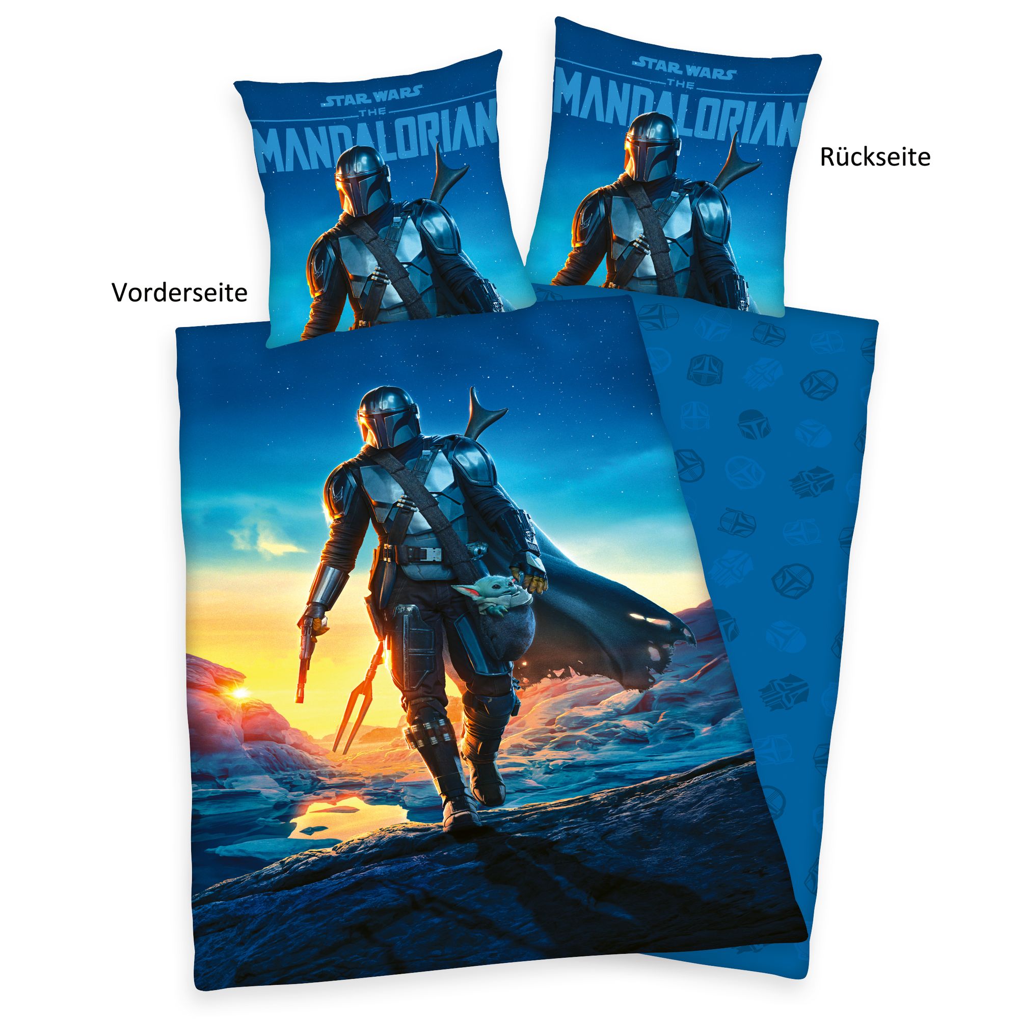 Star Wars Wende Bettwäsche Set The Mandalorian 2 tlg. 135 x 200 cm 80 x 80cm