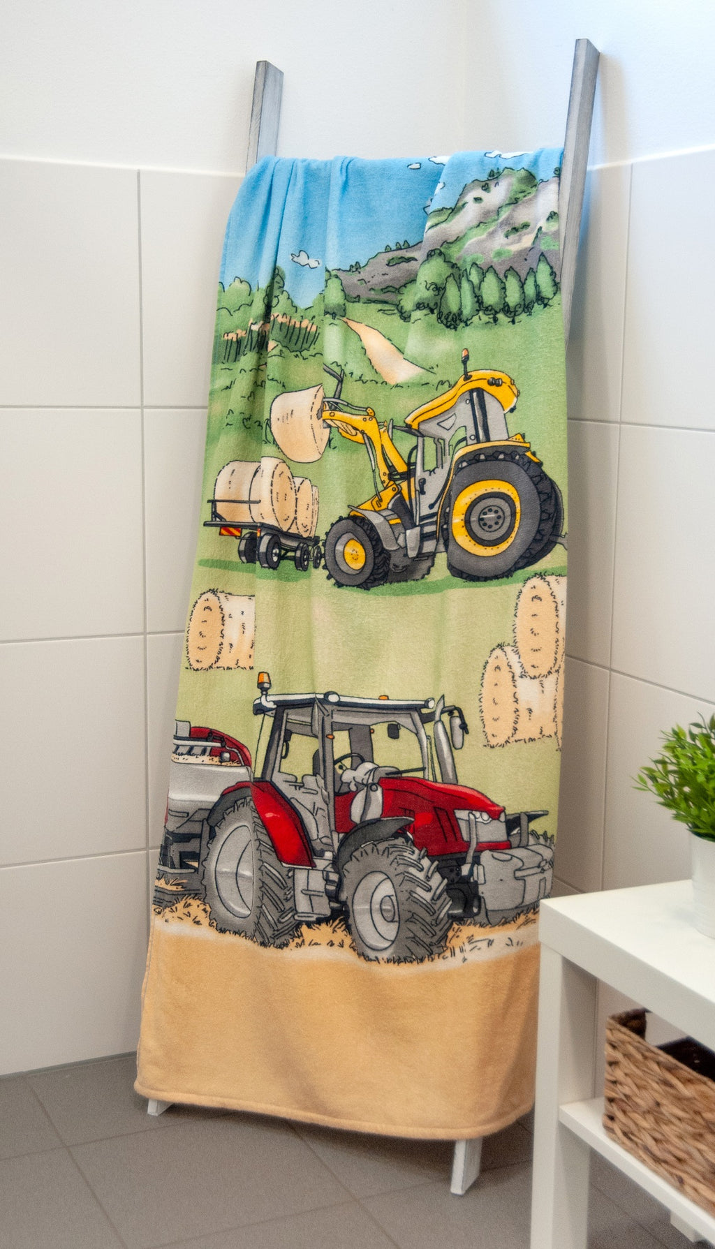 Trecker Velourstuch Duschtuch Badetuch Handtuch Strandtuch Traktor 75 x 150 cm