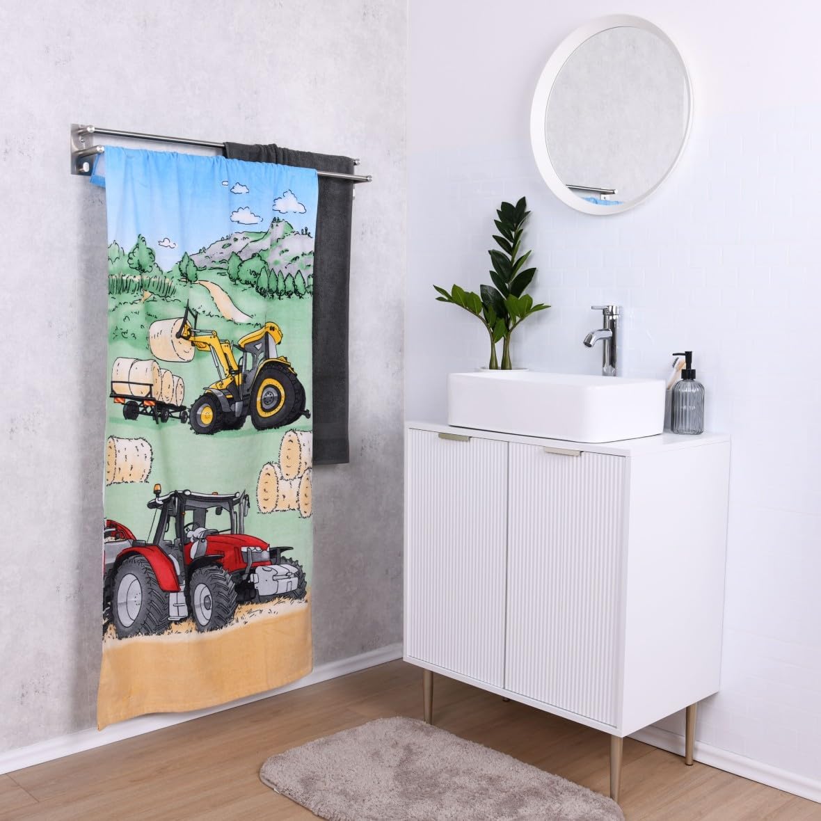 Trecker Velourstuch Duschtuch Badetuch Handtuch Strandtuch Traktor 75 x 150 cm