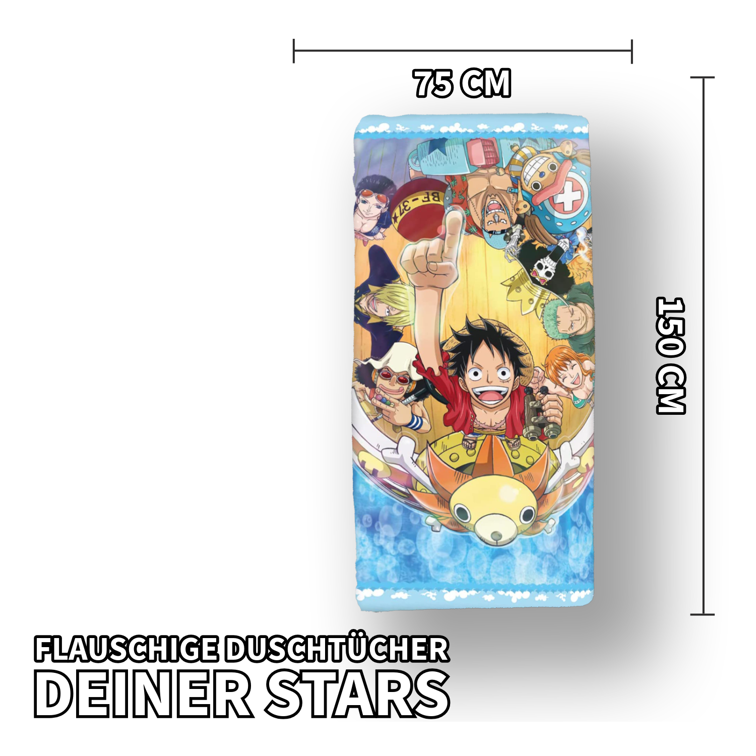 One Piece Velourstuch Duschtuch Badetuch Handtuch Strandtuch 75 x 150 cm