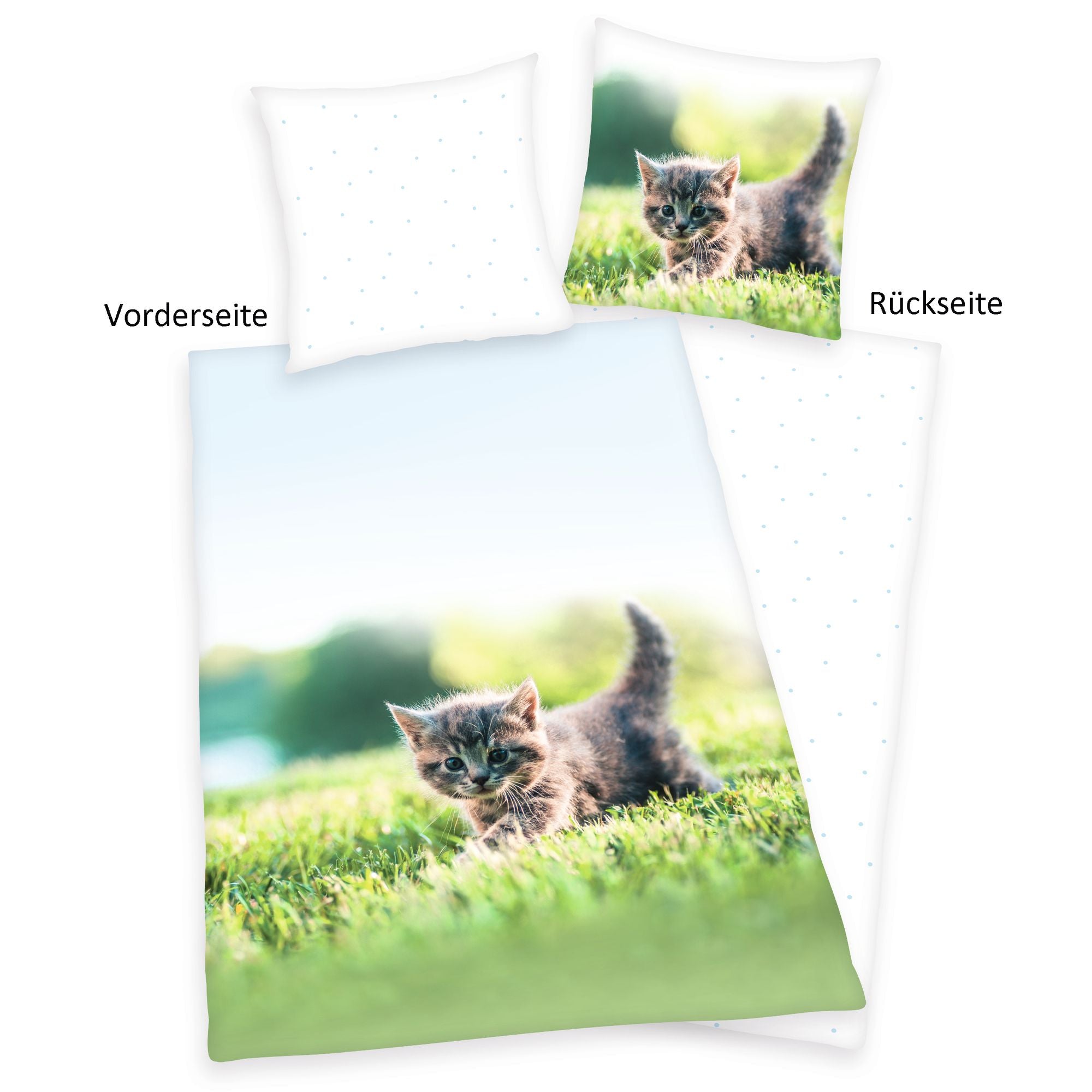 Herding Flannel Reversible Bedding Set Cats Bedding 2 pcs. 135 x 200cm 