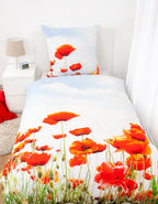 Bettwäsche Set 2 tlg. Mohnblumen 155x220 Übergröße