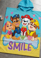 Nahaufnahme vom Paw Patrol Badeponcho Kinder Poncho Kapuze 50x100 cm, 100% Baumwolle