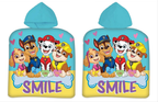 Freigestellte Produktansicht vom Paw Patrol Badeponcho Kinder Poncho Kapuze 50x100 cm, 100% Baumwolle. Sichtbare Vorderseite und Rückseite.