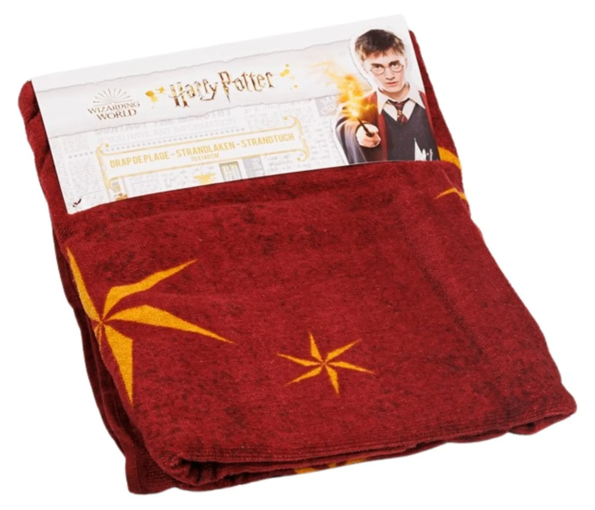 Verpackung vom Harry Potter Duschtuch Badetuch Strandtuch 70 x 140 cm Rot