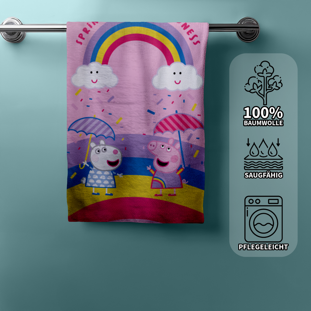 Peppa Pig Wutz Duschtuch Badetuch Strandtuch Velourstuch 70 x 140cm