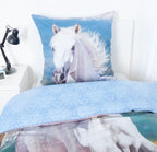 Herding bedding with horse design, white, 135 x 200 cm, 80 x 80 cm 