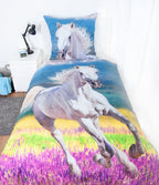 Herding bedding with horse design, white, 135 x 200 cm, 80 x 80 cm 