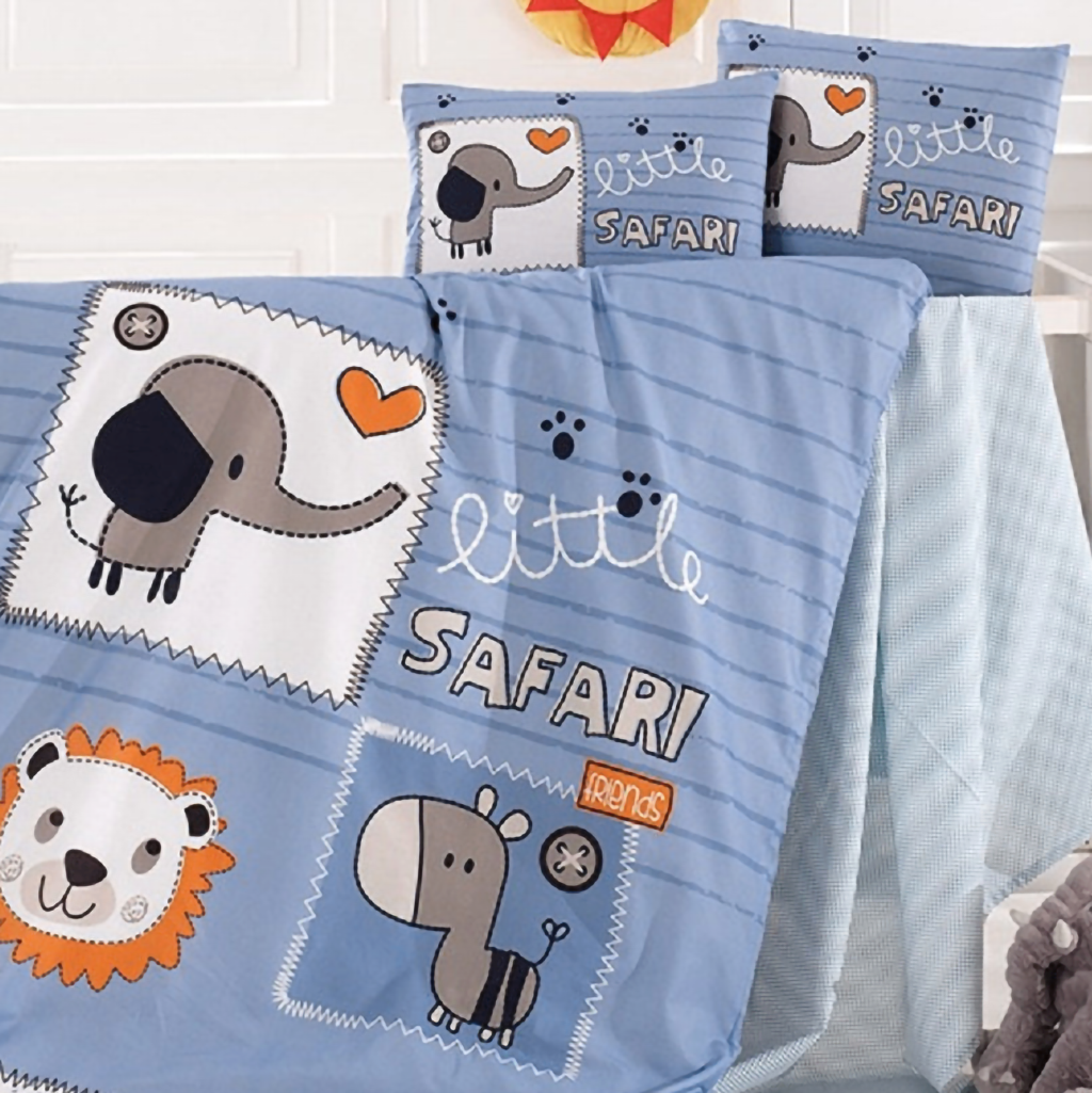 Nahaufnahme von Baby Bettwäsche Wendebettwäsche Safari 100x135 cm 100% Baumwolle