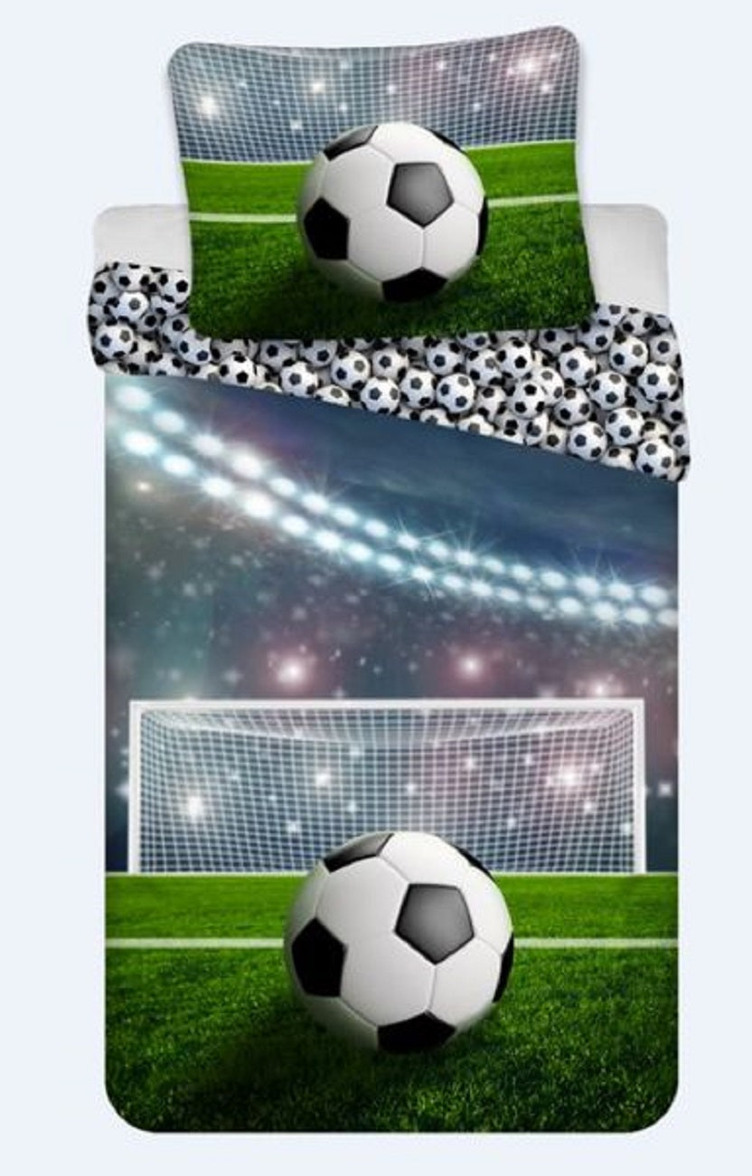 Football-themed bedding set: pillowcase 80 x 80 cm and duvet cover 135 x 200 cm, 100% cotton 