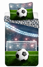 Freigestelltes Produktbild von Bettwäsche Fußball Kissenbezug 80 x 80 cm und Bettbezug 135 x 200 cm, 100 % Baumwolle