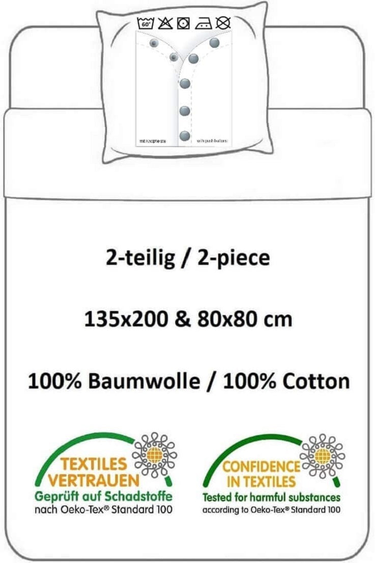 Tractor bedding set with tractor design, 2 pieces, 80 x 80 cm and 135 x 200 cm