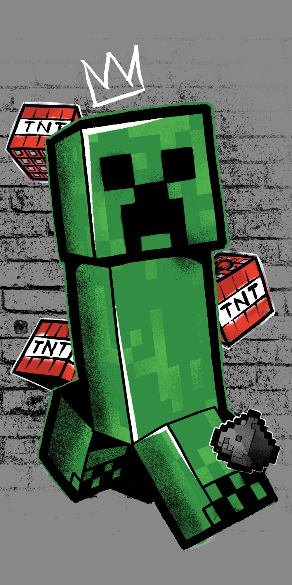 Minecraft Metro Art Creeper Duschtuch Badetuch Strandtuch 70 x 140cm Creeper mit TNT und Krone