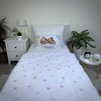 Baby Bettwäsche mit Teddy auf Wolke 100x135 cm 100% Baumwolle