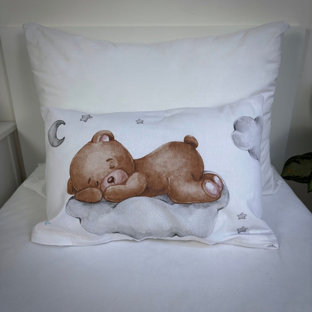 Baby Bettwäsche mit Teddy auf Wolke 100x135 cm 100% Baumwolle