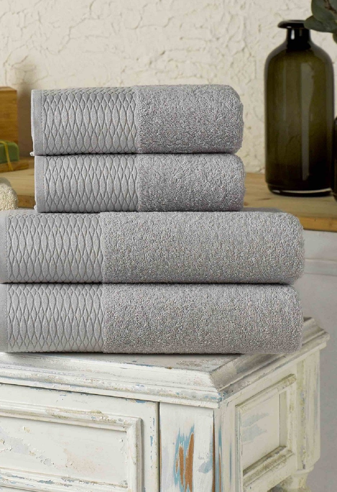 Frottier Handtuch Set Moda 2 tlg. 50x100 und 70x140cm silber
